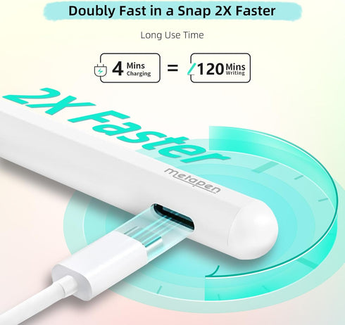 Metapen iPad Pencil A11 for iPad 10th/9th, Air 5/4/3, Quick Button & Bluetooth, Alternative for Apple Pen Pencil 1st/2nd Gen, Stylus Pen for iPad ...