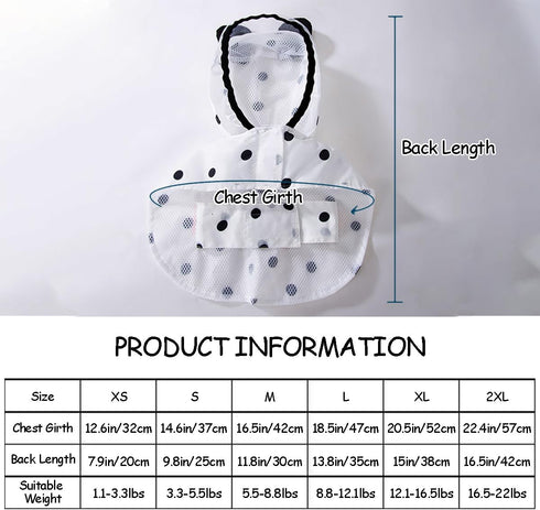 Dog Clothes- Waterproof & Quick-Drying Puppy Raincoat with Hood and Leash Hole Cute Hooded Rain Poncho Gear for Small Medium Large Dogs Dot Large...