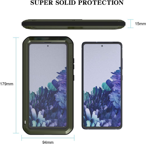 LOVE MEI Rugged Military Case for Galaxy S20 FE 5G - Heavy Duty, Shockproof, Dustproof, Scratch Proof, Metal & Silicone with Tempered Glass Protec...