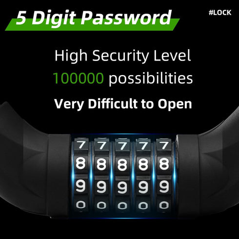 ROCKBROS Small Bike Lock, 5 Digit Bike Combination Lock, Anti-Theft Bike Cable Lock...