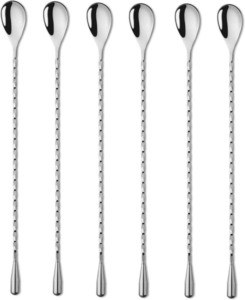 6 Pcs 12 Inch Bar Mixing Spoon Cocktail Spoon Stainless Steel Bar Long Spoon With Spiral Pattern...