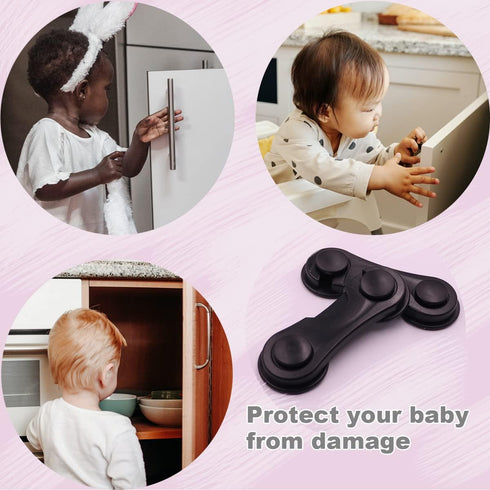 Cabinet Locks for Babies and Child Safety, 4 Pack Childproof Latches with Adhesive for Drawer Cupboards Closet and Pantry Door, Baby Proofing Frid...
