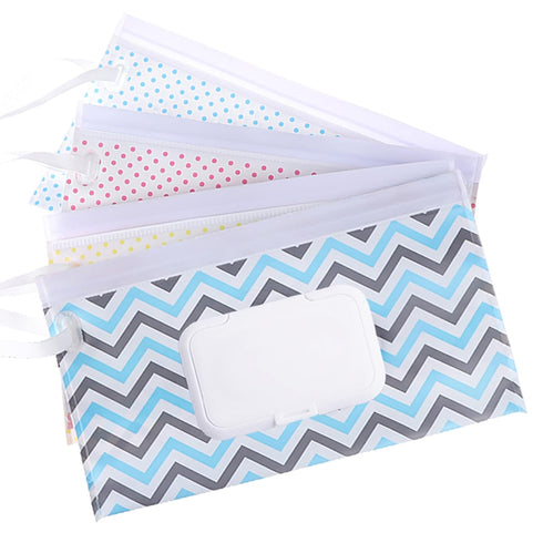 4 Pack Reusable Wipes Pouch Portable Wipes Dispenser Refillable Wipes Container Lightweight Travel Wipes Case Baby Wipes Holder for Diaper Bag...