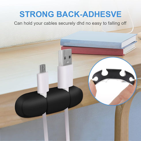 Cable Clips 3PCS Cord Wire Organizer Cable Management Holders 4 Hole Silicone Cable Harness USB Charging Accessory Cable Holder for Office and Hom...