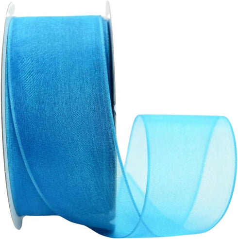 Ribbon Bazaar Sheer Organza Wired Ribbon - 100% Polyester Wire Edged Ribbon for Floral Decor, Table Arrangements, Apparel Embellishment & More - 1...