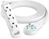 Maximm 360 Degree Rotating Flat Extension Cord 6 Ft Multi 3 Outlet Power Cord with Loop, Grounded 16 AWG UL Certified, White...