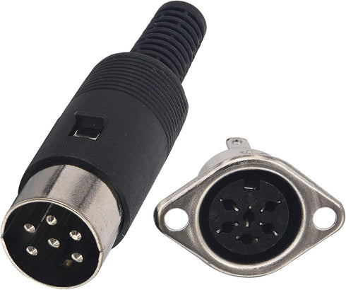 DIN 6 Pin Male Plug Solder Connector + Female Adapter Recessed Socket Panel Mount AV Adapter Audio Socket for Digital Audio Devices Set of 2...
