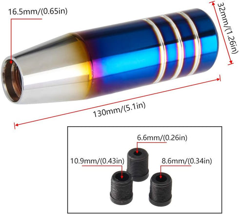 Aluminum Weighted Shift knobs, Universal Burnt Blue Long Shift knobs Automatic Manual Vehicles Lever Cover Head Shift Knobs 5 Inch with 3 Threaded...