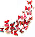 Somotersea 24PCS 3D Butterfly Wall Decal Removable Refrigerator Magnets Stickers Decor for Kids Room Decoration Home and Bedroom Art Mural Red...