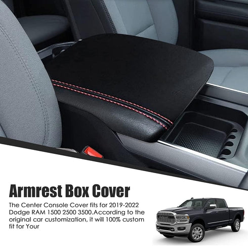 sportuli Center Console Cover Anti-Scratch Leather Armrest Pad Replace for 2019-2024 2025 Dodge RAM 1500 2500 3500, for All Makes & Models with Bu...