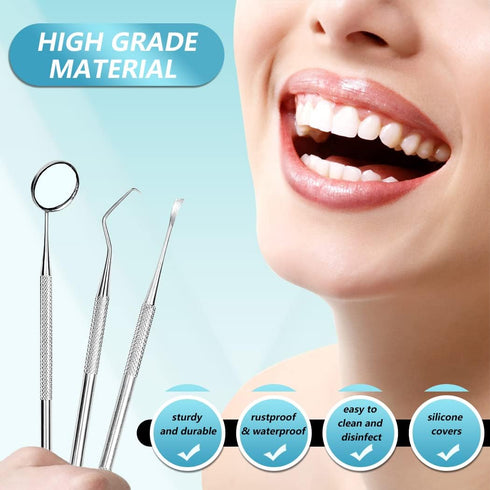 KOHEEL Dental Tools with Metal Case, 8 Count Teeth Cleaning Tools Set, Remove Plaque, Oral Care Hygiene Kit with 2 Type of Tongue Scraper, Tartar ...