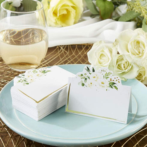 Kate Aspen Sage Green Party Decorations, Eucalyptus Floral Tent Place Cards (Set of 50) - Perfect for Greenery Baby Shower & Bridal Showers...