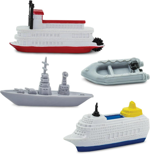 Safari Ltd. In the Water TOOB - Figurines of Jet Ski, Raft, Submarine, Motorboat, Windsurfer, Battleship, Cruise, Steam, Sail, Tug, Cargo Boat - E...
