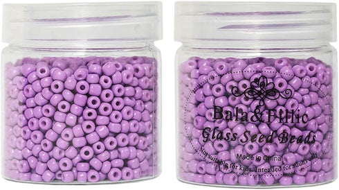 Bala&Fillic Purple Color 4mm Glass Seed Beads About 1400pcs in Box 6/0 Glass Craft Seed Beads for Jewelry Making (Purple)...