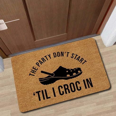 Funny Doormats Don't Start Till I Croc in Welcome Mat for Entrance Way Rubber Back for Front Door Indoor Outdoor Cute Rugs 23.6"(L) x 15.7"(W)...