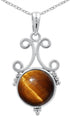 TISHAVI 5.45Cts Natural Round Shaped Semi Precious Gemstone Pendant Necklace For Women With 18Inch Chain, Sterling Silver Birthstone Pendant Neckl...