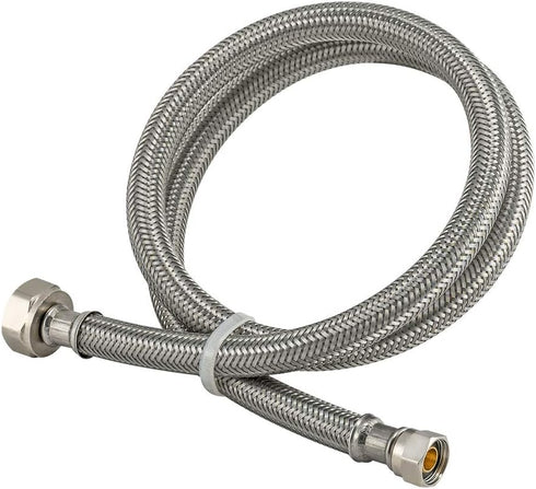 Eastman 60 inch Steel-Flex Faucet Connector, 1/2 Inch FIP x 3/8 Inch Compression, Compression Braided Stainless Steel Faucet Supply Line, 48302...