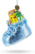 Teddy Bear Nestled in a Blue Shoe for Baby's First Glass Christmas Ornament...