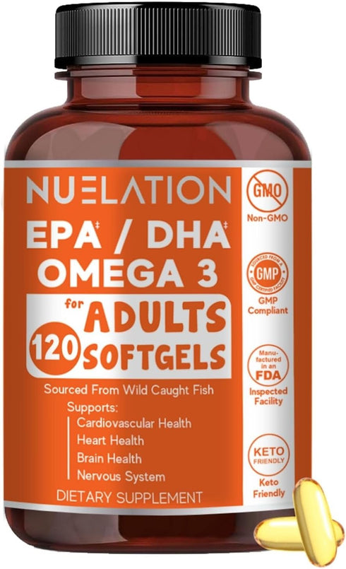 Fish Oil 2000mg - Wild Caught Omega 3 Fish Oil, 120 Softgels - Non-GMO, Gluten Free, Keto Friendly, 60 Servings...