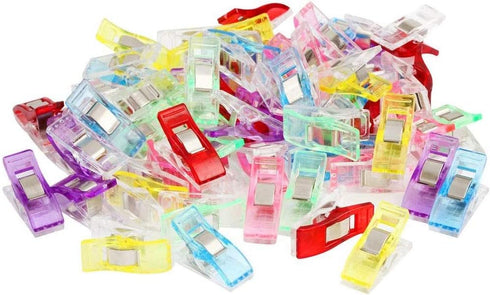 50Pcs Sewing Clips Craft Quilting Binding Plastic Clips Clamps Pack of 50 Clear Red (50pcs Mixed Color)...