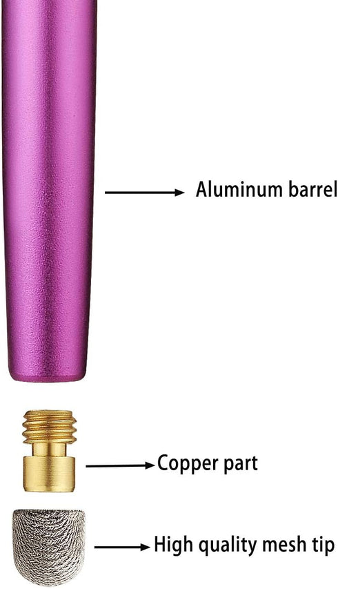 Slim Waist Stylus Pens for Touch Screen, Compatible with iPad, iPhone, Kindle Fire + 8 Extra Replaceable Hybrid Fiber Tips (Pink, Purple, Blue, Ro...