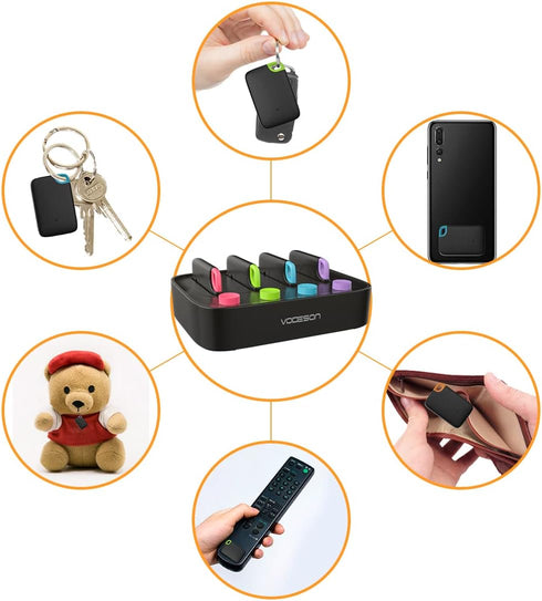 Key Finder Locator,Key Tracker,RF Item Tag Beeper Alarm Tracking Device with 1 Transmitter and 4 Receivers,Easy to Use,Find My Car Keys,Wallet,TV ...