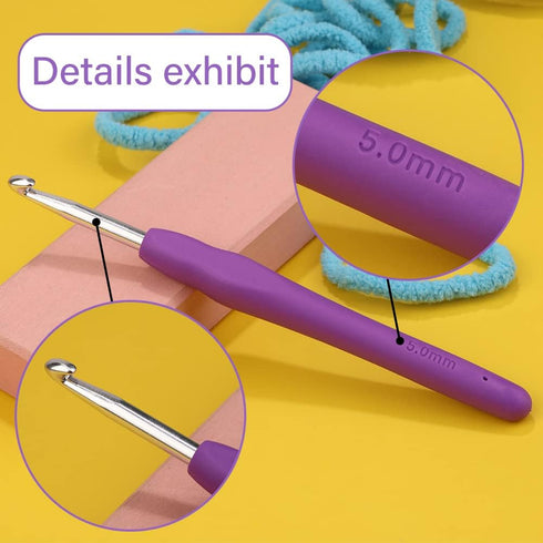 5 mm Crochet Hook, Ergonomic Handle for Arthritic Hands, Extra Long? Knitting Needles for Beginners and Crocheting Yarn (5 mm)......