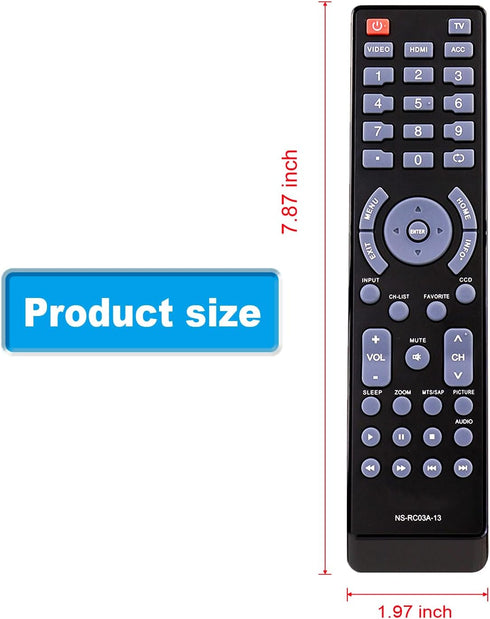 NS-RC03A-13 Replace Remote Control Sub NS-RC05A-11 Compatible with Insignia TV NS-32L120A13 NS-40L240A13 NS-32E320A13 NS-19E320A13 NS-39L240A13 NS...