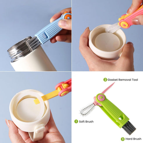 Baby Bottle Brush 4 in 1, Bottle Cleaner Brush Set, with 1P Nylon Bottle Brush Cleaner, 1P Bottle Cap Brushes, 2P Straw Brushes, Bottle Brush with...