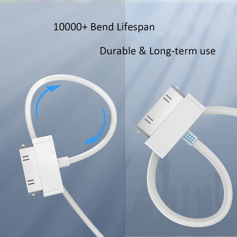 1-Pack 30-Pin Charger Cable Compatible for Old iPhone 4 4S 3GS, iPad & iPod Classic 1st 2nd 3rd Generation, iPod Touch 4th, iPod Nano 5th 6th Gen,...