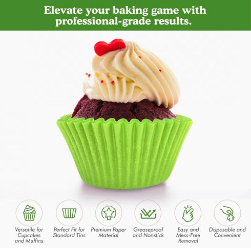 Regency Wraps Greaseproof Professional Grade Baking Cups, Pack of 40, Standard Liners, Lime Solid, for Cupcakes, Muffins, Candy, Non Stick...