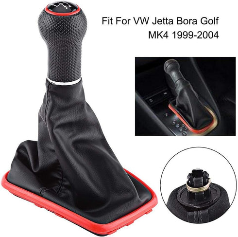Acouto 5 Speed Car Gear Shift Knob Gaiter Boot Kit mk4 Shift Boot Shift knob for Jetta for Bora MK4 1999-2004...