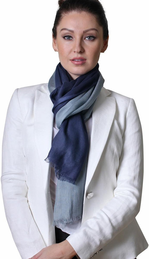 Women's Serenity Ocean Elegant Blue Ombre Effect Scarf, Super Soft, Lightweight...