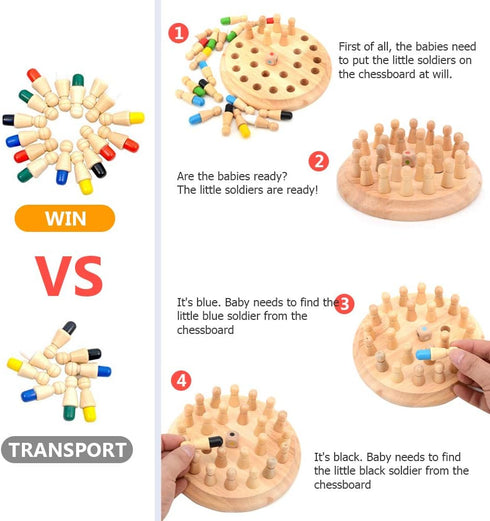 Wooden Memory Match Stick Chess Game, Color Memory Chess, Funny Block Board Game, Parent-Child Interaction Toy, Educational Intelligent Games Logi...