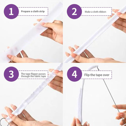 6 Pieces Sewing Loop Kit Include Sewing Loop Turner, Elastic Threaders Tweezers Long Loop Turner Tool with Latch for Fabric Belts Strips DIY Knitt...