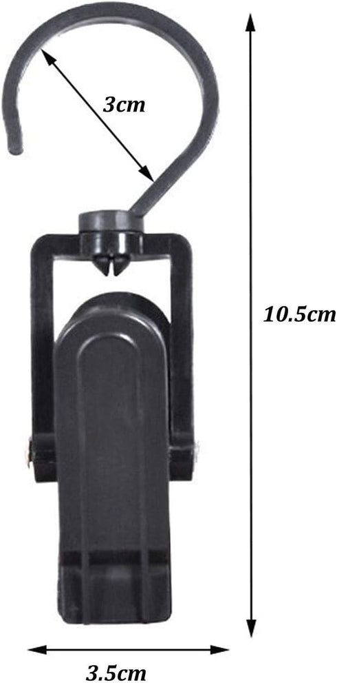 10 PCS Super Strong Plastic Swivel Hanging Hooks Home Swivel Laundry Clips Curtain Clips Clothes Pins Beach Towel Clips, 4.3inch, Black...