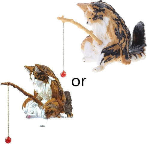 Black Fish Tank Landscaping Cartoon Fishing Cat Ornaments Aquarium Accessories Household Supplies Home Office Decorations Fishing Cat Figurine Aqu...