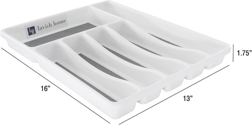 Silverware Drawer Organizer with 6 Sections and Nonslip Tray - For Kitchen Flatware and Cutlery, Office Supplies, and Makeup Products by Lavish Ho...