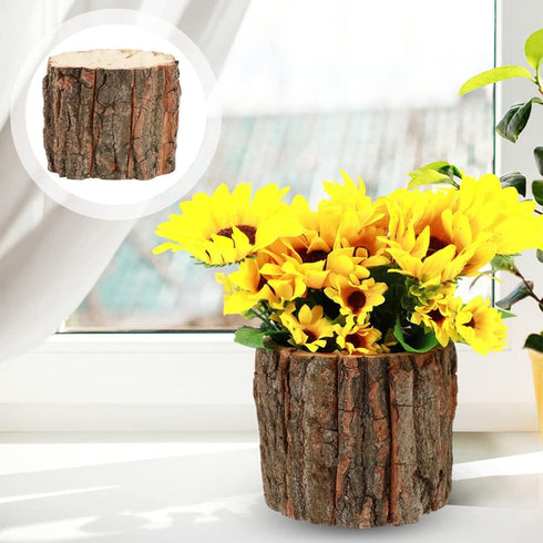 Bark Planter Pot 2pcs Wood Bark Flower Pot Natural Log Succulent Planter Flower Pots for Indoor Plants Rustic Tree Stump Plant Pot Farmhouse Flowe...