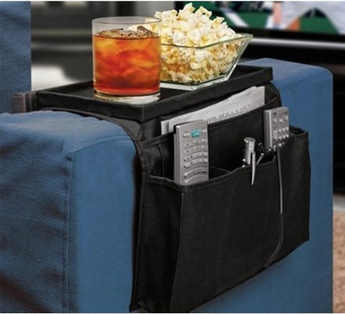 6 Pockets TV Remote Control Organizer, Home Sofa Console Folding Table Slipcover Drapes Over Arm Caddy Holder Desk Chair Armrest Hanging Storage B...
