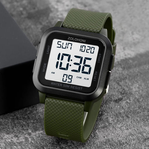 Square Men's Digital Watch Big Numbers Dial Large Face Waterproof LED Watches...