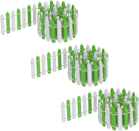 MECCANIXITY 3pcs 35 Inch Miniature Garden Fence, Mini Ornament Wood Picket Fence Decorative for Dollhouse Home DIY Crafts, Light Green/White...