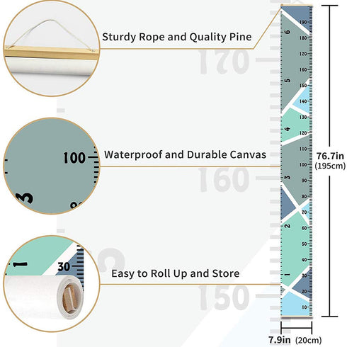 Growth Chart Wall Hanging, Portable Kids Wall Ruler Removable Height Measure Chart for Boys Girls Growth Ruler from Baby to Adult for Child's Room...