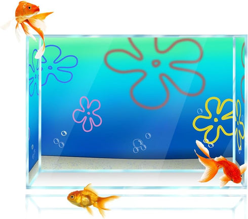 Cartoon Underwater Aquarium Backdrop Sticker BOB 12''x16'' (31x41cm), Fish Tank Background Decorations HD Printing Simple Wallpaper PVC Poster (B)...
