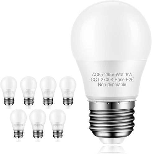 8-Pack Ceiling Fan Light Bulbs, 60 watt Equivalent, Warm White 2700K, E26 Medium Base, A15 LED Bulbs, Small LED Appliance Bulb, 120V, Non-dimmable...