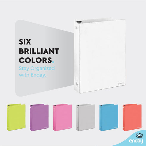 ½ Inch 3 Ring Binder .5 inch White Clear View Cover with 2 Inside Pockets, Colored School Supplies Office and Home Binders – by Enday...
