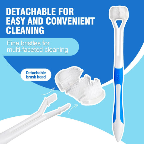Dog Toothbrush Set - 3-Sided Dog Toothbrush Set for Dogs, Cats and Puppies - Soft Silicone Bristles for Easy Cleaning and Safety...