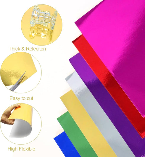 ZWIN 135 Sheets Foil Cardstock Papers for Craft Metallic Paper Cardstock 7 Colour Origami Paper 6'' Metallic Mirror Board Sheets for Art and Craft...