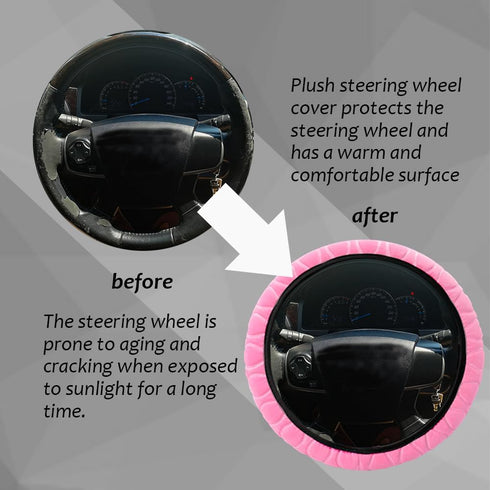 Car Steering Wheel Cover, 15" Breathable Anti-Slip Elastic Stretch Without Inner Ring, Short Faux Steering Wheel Protector, Universal Car Interior...