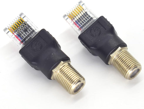 2PCS RF to RJ45 Converter Adapter F Female to RJ45 Male Coaxial Barrel Coupler Adapter Connector Coax Straight Connector (Black)...